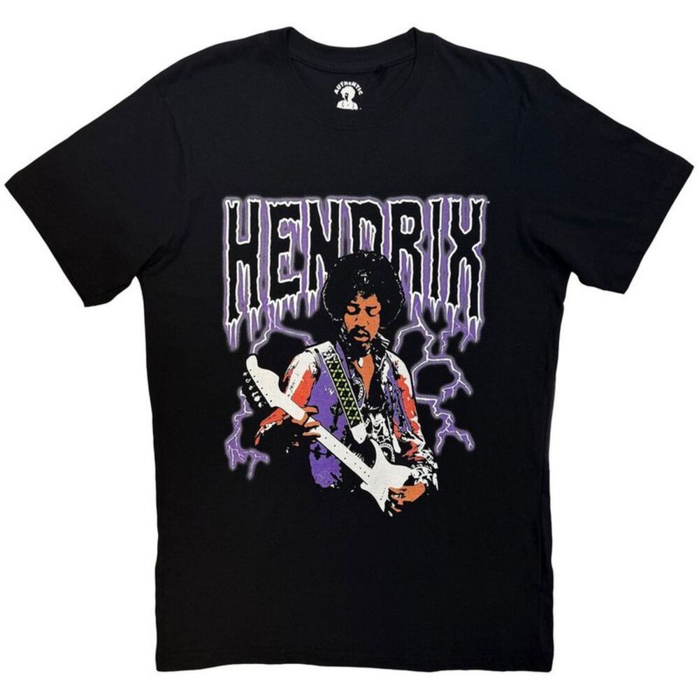Jimi Hendrix Unisex Adult Lightning T-Shirt / Black